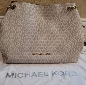 Michael Kors white/tan purse